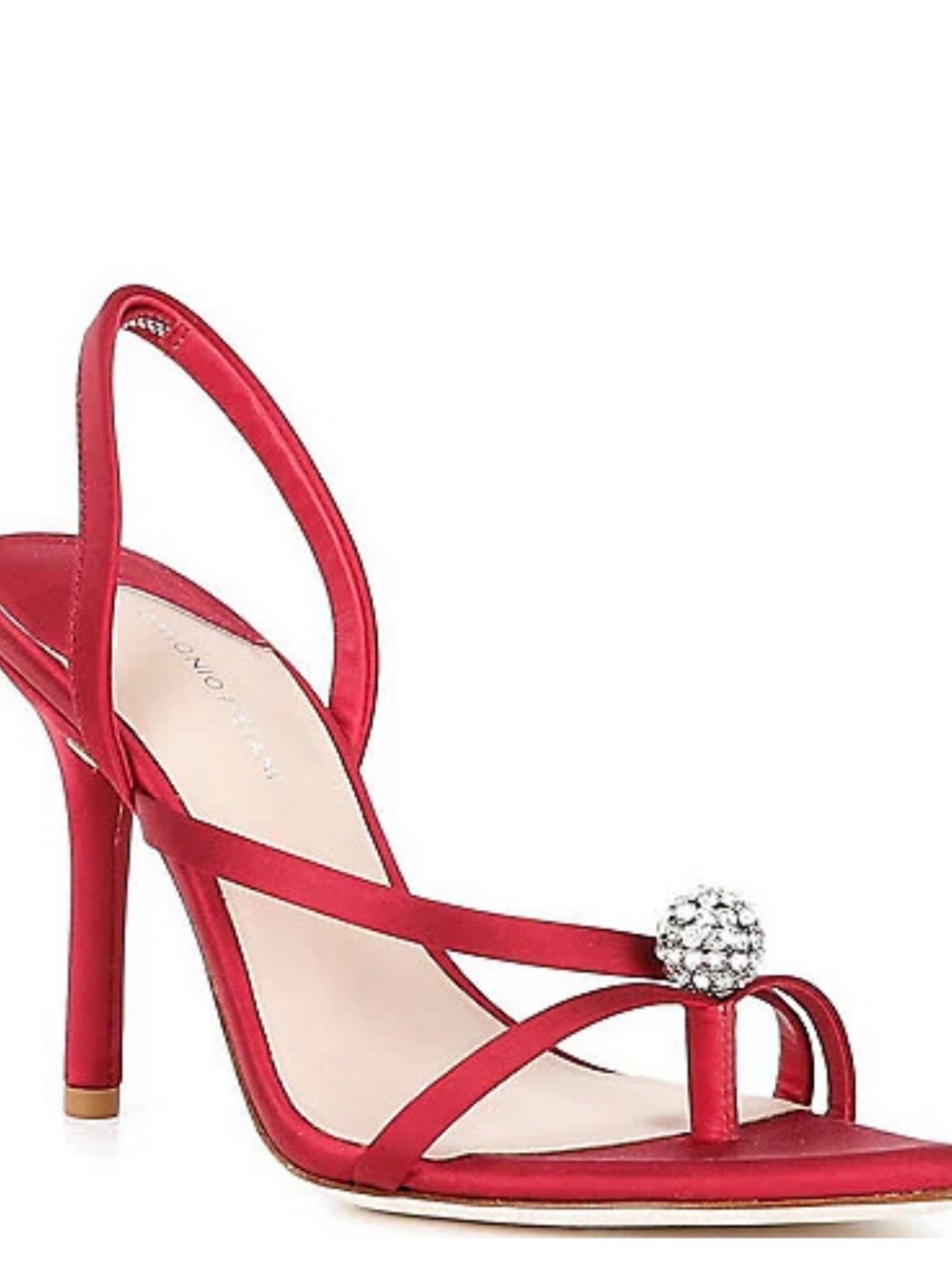 ANTONIO MELANI Red Crystal-Embellished Slingback Heel